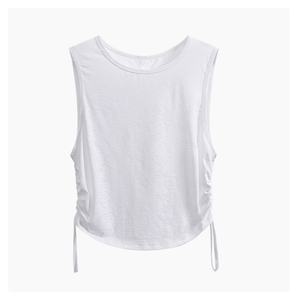 Top de Yoga sin mangas fruncido lateral para mujer, camiseta ligera de verano de secado rápido, camiseta de entrenamiento atlética sin mangas, ropa deportiva para gimnasio - Product Image 2