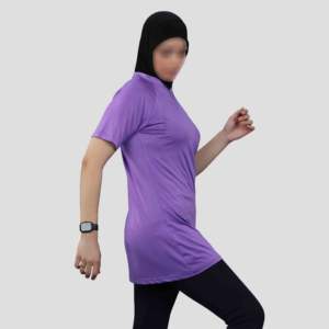 Fitted Women's <b>Summer</b> Activewear <b>T</b>-<b>Shirt</b>-100% Cotton Breathable Short Sleeve Modest Islamic Gym Wear <b>for</b> Girls - Product Image 3