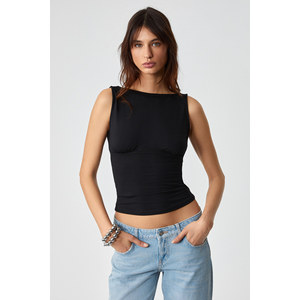 GRIMELANGE Women's Slim Strappy Neck Lined Lightweight Short Blouse - Product Image 1