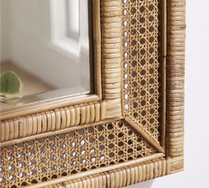 Espejo de pared decorativo de ratán natural hecho a mano con diseño único adecuado para la decoración del hogar - Product Image 6