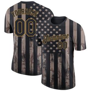 Direct Engro Sportswear Wholesale Custom <b>Camo</b> Black-Old Gold 3D American Flag Fashion Performance Salute To Service <b>T</b>-<b>Shirt</b> - Product Image 1