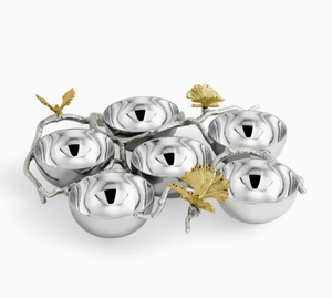 Acier inoxydable doré et argenté et laiton Floral Home Decorative Saladier and Fruit Bowl Bols à noix pour comptoirs et dessus de table Vente - Product Image 2