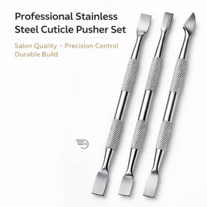 ชุดอุปกรณ์ดันหนังกำพร้าสแตนเลสคุณภาพสูง 3 ชิ้น ชุดเตรียมเล็บแบบสองด้าน ใช้ซ้ำได้ สำหรับทำเล็บมือและเล็บเท้า ชุดมืออาชีพ OEM - Product Image 2