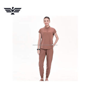 Womens Solid Color Cotton Woven <b>Scrub</b> Suits Comfortable Medical Top & Pants Uniform with Needle Detection - Product Image 6
