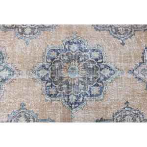 Alfombra Turca Vintage, Alfombra de 2.9x7 pies, Alfombra a Rayas Marrón y Azul - Product Image 5