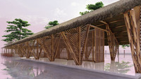 Vietnam CABANES EXTÉRIEURES PRÉFAB 100% Écologique POUR LA PLAGE Villa de luxe préfabriquée Maison de ferme Structure BAMBOU ET FEUILLES DE PALMIER