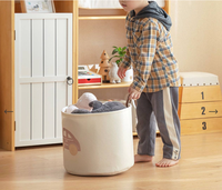 Bolsa de Almacenamiento de Fieltro de Algodón Ecológica y Económica con Cordón, Diseño Clásico Multifuncional con Estampado Animal, Adorable Organizador de Juguetes para Niños