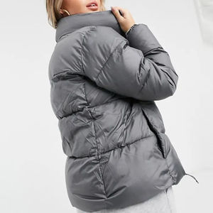 Chaqueta de Invierno Acolchada de Lona Tejida para Mujer, Transpirable, Personalizada, Nueva Moda 2025, Color Sólido, con Cierre - Product Image 2