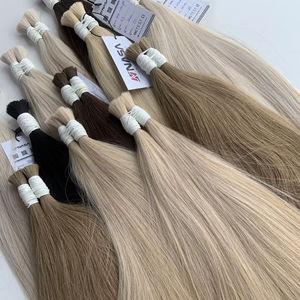 Extensiones de cabello humano virgen vietnamita a granel natural claro a oscuro blanqueado con cutículas alineadas de doble dibujado de 22 pulgadas más vendidas - Product Image 1