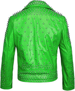 Veste en cuir cloutée pour hommes, style rock punk, avec col montant pour motards et coureurs, service OEM disponible - Product Image 2