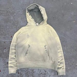 Sudadera con Capucha de Moda Invernal para Hombre, 100% Algodón, Lavado Desteñido, Estilo Urbano, con Bordado y Detalles Decorativos de Pedrería - Product Image 5