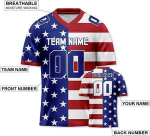 Camiseta de fútbol con bandera americana sublimada personalizada, camiseta de fútbol con impresión de número de nombre del equipo, camisetas de fútbol personalizadas para hombres y mujeres - Product Image 2