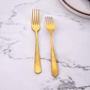 Timeless Stainless Steel Golden <b>Dinner</b> Forks <b>Set</b> of 2 Tableware with Tea Spoon Production Metal Material - Product Image 2