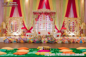 Fusion Wedding <b>Mehndi</b> Ceremony Stage Props & <b>Decor</b> Pakistani Wedding Sangeet Stage <b>Decor</b> Asian Wedding <b>Mehndi</b> <b>Decor</b> Props USA - Product Image 3
