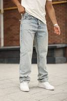 Jeans Vintage de Corte Recto y Ajustado para Hombre, Casuales, Elásticos, Ecológicos, de Cintura Media, Gruesos, con Suavizante Personalizado, Color Denim