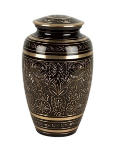 Urna de cremación negra metálica con Cruz de Oro religiosa de metal de gran calidad con asa para cenizas - Product Image 5
