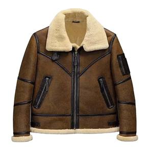 Chaqueta de piel de oveja de Raff en blanco de estilo callejero personalizada de alta calidad con chaqueta de cuero cálido de invierno de moda OEM de imitación - Product Image 3