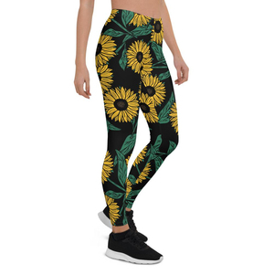 Best Quality Women's Leggings Sublimated Yoga Pants Leggings High Waist Workout Leggings With Sunflower Printed Design - Product Image 5