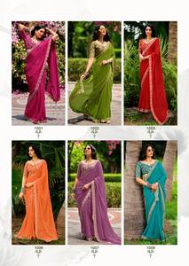 Saree indien traditionnel élégant avec broderie lourde et chemisier assorti pour mariage et fête - Product Image 6