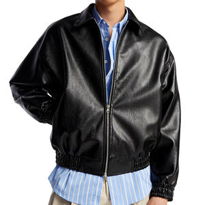 Haute qualité hommes col montant veste d'hiver imperméable coupe-vent en cuir véritable personnalisé avant moto sport tous les jours - Product Image 6