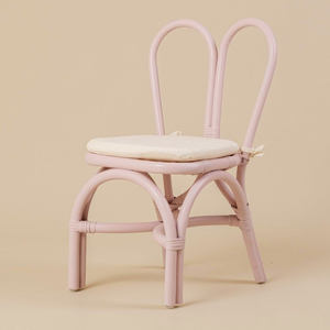 Silla de bebé de ratán con respaldo de conejo, silla de comedor infantil natural, muebles elegantes para habitaciones infantiles - Product Image 2