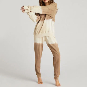 Chándales de algodón estampados informales con capucha de ajuste regular liso para mujer Conjuntos de sudaderas OEM - Product Image 4