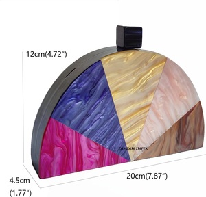 Bolso de Mano Tipo Clutch de Resina en Forma de D, Colorido, Hecho a Mano con Incrustaciones, para Fiestas, Bodas y Ocasiones Especiales - Product Image 3