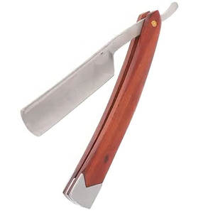 Rasoir droit-Rasoir de barbier à bord droit en acier au carbone Kit de rasoir droit professionnel pour hommes avec manche en bois vintage - Product Image 2