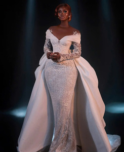 Vestido de Novia OEM con Diseño Personalizado a Medida Estilo Sirena Hecho a Mano con Cristales y Tela de Moda para Novias - Product Image 1