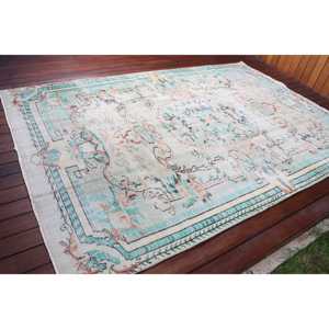 Alfombra Turca Vintage, Alfombra de 5.5x8.4 pies, Alfombra Grande Azul con Diseño de Patchwork - Product Image 2