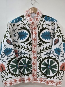 Manteau décontracté pour femme CVR, écologique, style bohème, broderie florale, velours et mélange de laine, grande taille, col rond, manches longues, vêtements d'hiver - Product Image 1
