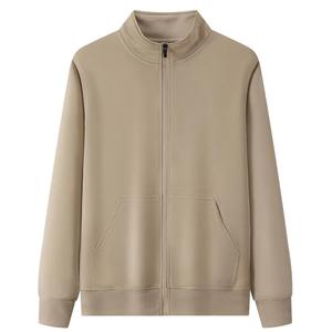 Sudadera con capucha y cremallera de manga larga para hombre, 100% algodón polar, de secado rápido y transpirable para invierno, deportes casuales - Teñido liso - Product Image 2