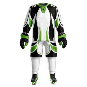 Camiseta de hockey sobre hielo personalizada, uniforme de equipo sublimado, estampado sólido, nombre y número personalizados, 100% poliéster, malla acolchada, cuello en V frontal - Product Image 2