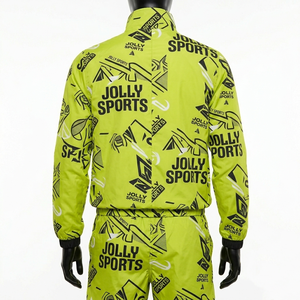 <b>Mens</b> Windbreaker Short Set 160 GSM Polyester Microfiber <b>Neon</b> Green Full Print Custom Logo Windbreaker Shorts Set for <b>Men</b> - Product Image 2