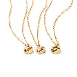 Jeulia Custom <b>Initial</b> Coin Pendant <b>Necklace</b> in Rose Gold Sterling <b>Silver</b> with Zircon - Product Image 2