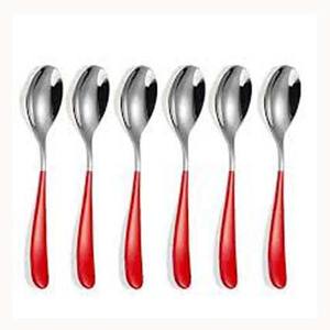 Stainless Steel Cutlery Set with <b>Long</b> Maroon Handle Bright <b>Gold</b> <b>Mirror</b> and Brushed <b>Gold</b> Finish Food Safe Tableware - Product Image 3