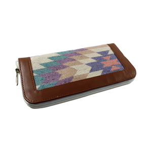 Hermosa multicolor tejido a mano de algodón Durries hecho a mano diseñador impreso bolso de mano para mujer con cremallera múltiple - Product Image 1