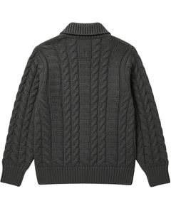 Pull en laine gris anthracite à col boutonné et à tricot torsadé pour homme, manches longues, chaud pour l'hiver, classique, pull-over pour homme, vêtements décontractés pour tous les jours - Product Image 2