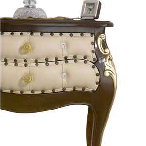 Chevet convertible en teck traditionnel de luxe, fabriqué à la main en bois massif, détails élégants sculptés, 2 tiroirs, chambre à coucher, appartement - Product Image 3