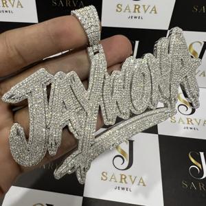 SARVA JEWELS Custom Name Round Cut VVS <b>Moissanite</b> <b>Jewelry</b> Pendant 925 Sterling Silver Hip Hop Style Men <b>Moissanite</b> Necklaces - Product Image 1