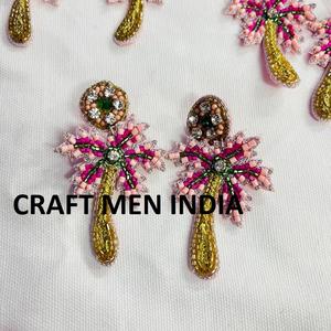 Pendientes de Botón con Cuentas Hechos a Mano para Mujer, Nuevo Diseño Clásico de Moda para Fiestas, Aniversarios, Noches, CRAFT MEN INDIA - Product Image 6