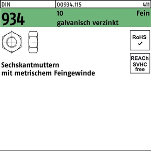 Tuercas Hexagonales DIN 934 Electro-Galvanizadas M24 x 2.10, 25 Piezas - Product Image 1