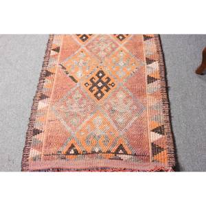 Vintage 2,6 X 12 ft Turkish Kilim Rug Stunning Orange <b>Brown</b> <b>Wool</b> Latex Backing Patchwork for Teens Rectangle Hallway Jute Rug - Product Image 4