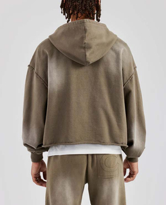 2026 Men's Custom French Terry Cotton <b>Distressed</b> Vintage Acid Wash Drawstring Closure Winter Streetwear Tracksuit - Product Image 2