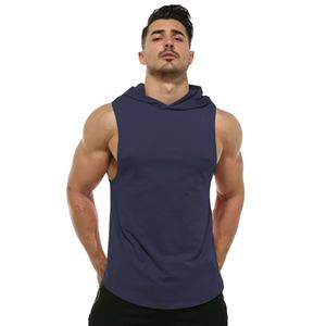 Best Quality Men Sport Hooded Vest Running Training Quick Drying Tank Tops Hoodies Workout Reflective Stripe Sleeveless Vest - Product Image 1