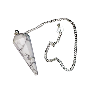 Péndulo de howlita blanca de alta calidad, de cristal Natural piedra preciosa, cono facetado, Péndulo de radiestesia para péndulos curativos de Reiki a la venta - Product Image 1