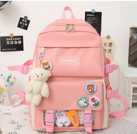 Ensemble de 5 sacs à dos scolaires en PVC faits à la main pour filles, motif carotte mignon, imprimé en typographie, ergonomique, réduisant la charge, coffret cadeau