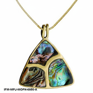 Collier pendentif en coquille d'ormeau naturelle, ton or, triangle géométrique, incrustation de nacre, bijoux bohèmes irisés pour femmes - Product Image 4