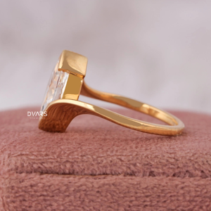 แหวนหมั้นเพชรทรงมาร์คีส์ 3 กะรัต รับรองโดย IGI ผลิตจากเพชรเลี้ยงในห้องปฏิบัติการ ตัวเรือนทองคำแท้ 18K ความใส VVS สี F สำหรับงานแต่งงาน แบบครึ่งกรอบ - Product Image 4