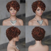 Perruque Afro Courte Bouclée/Perruque Courte Pixie Tendance Chaude Couleur Personnalisée Dentelle Frontale/Fermeture Haute Qualité